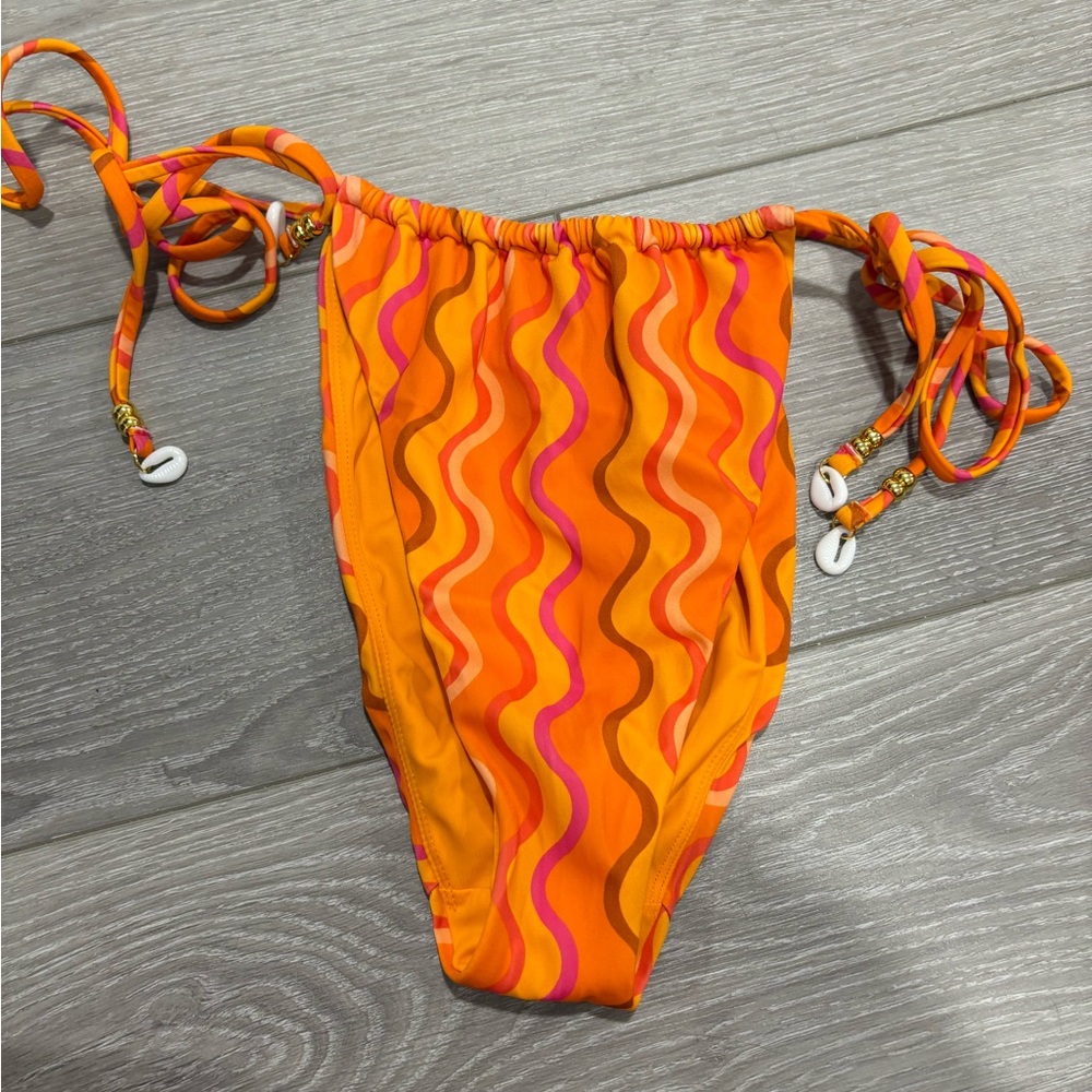 Kendall & Kylie Orange and Pink Ruched Bikini